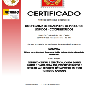 Certificado - SASSMAQ - Português - 2022